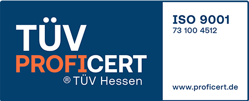 Badge TÜV PROFICERT ISO9001 des TÜV Hessens